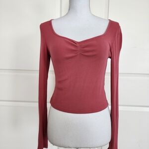 Women's Ribbed Long Sleeve Top - Pink